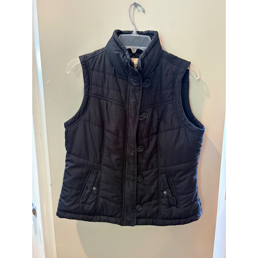 NWOT Sonoma Life + Style Womens Black Quilted Puffer Vest Mock Neck Size M